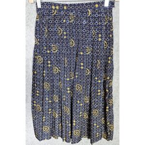 Vintage‎ Sassco Nautical Pleated Flare Midi Skirt Womens Size 10 Blue Gold White